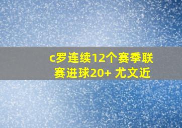 c罗连续12个赛季联赛进球20+ 尤文近